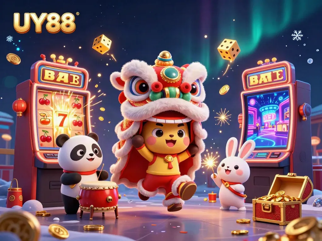 Experience thrilling gameplay at UY88 with jubilant characters and vibrant casino elements.