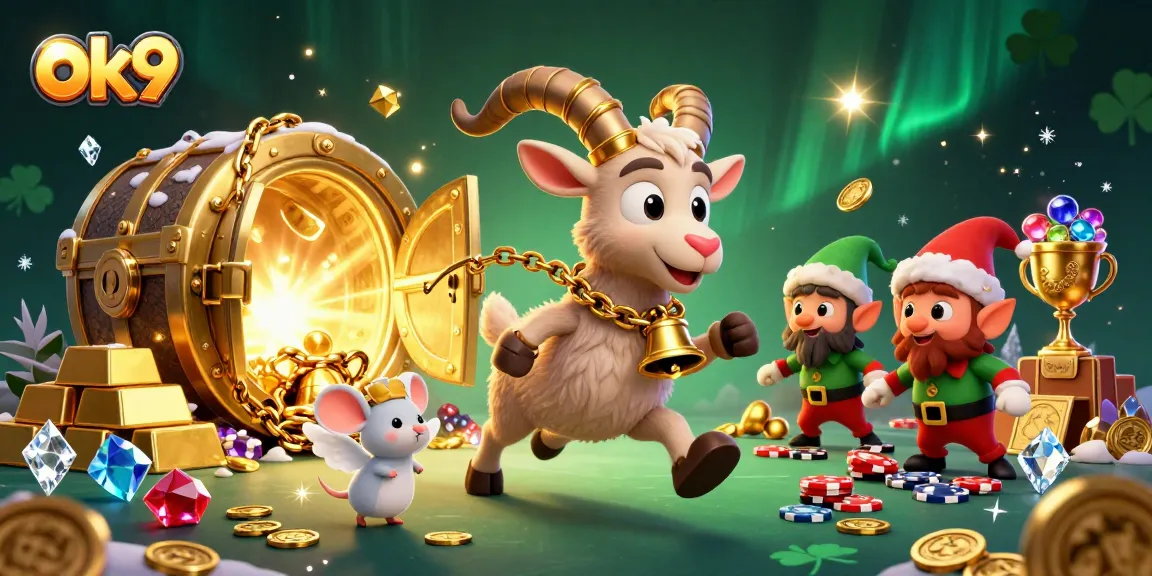 Experience thrilling gaming action with ok9's unique holiday horror casino scene, featuring fun characters and dynamic elements.
