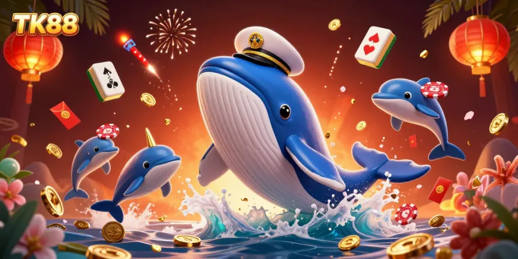 Experience the thrill of casino games with TK88 amidst a vibrant, dynamic ocean of riches.