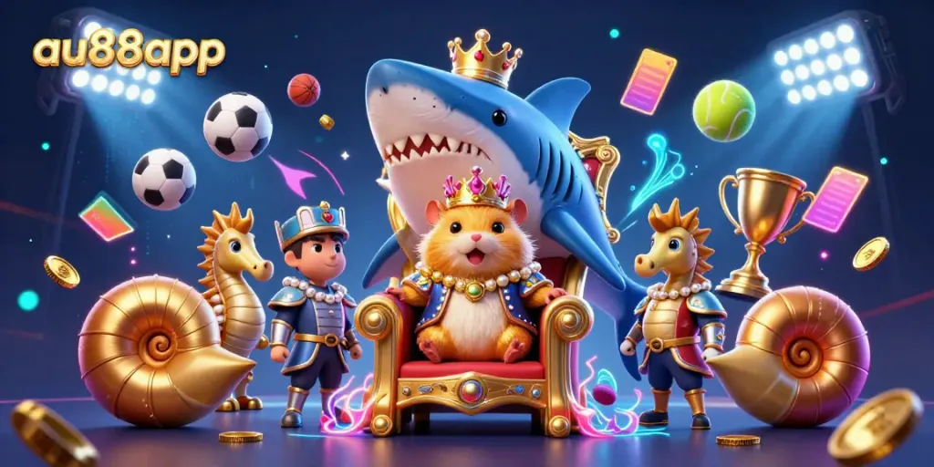 Experience thrilling gameplay at au88app with a dynamic casino themed illustration of a gaming kingdom.