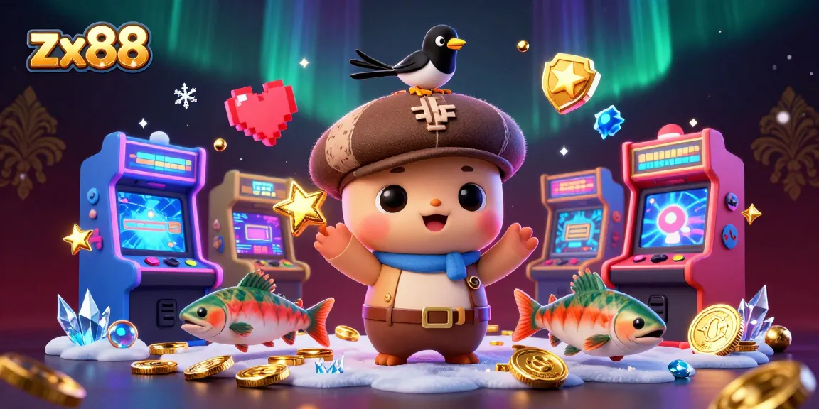 Engage with zx88 at this vibrant casino scene featuring charming characters and dynamic gaming elements.
