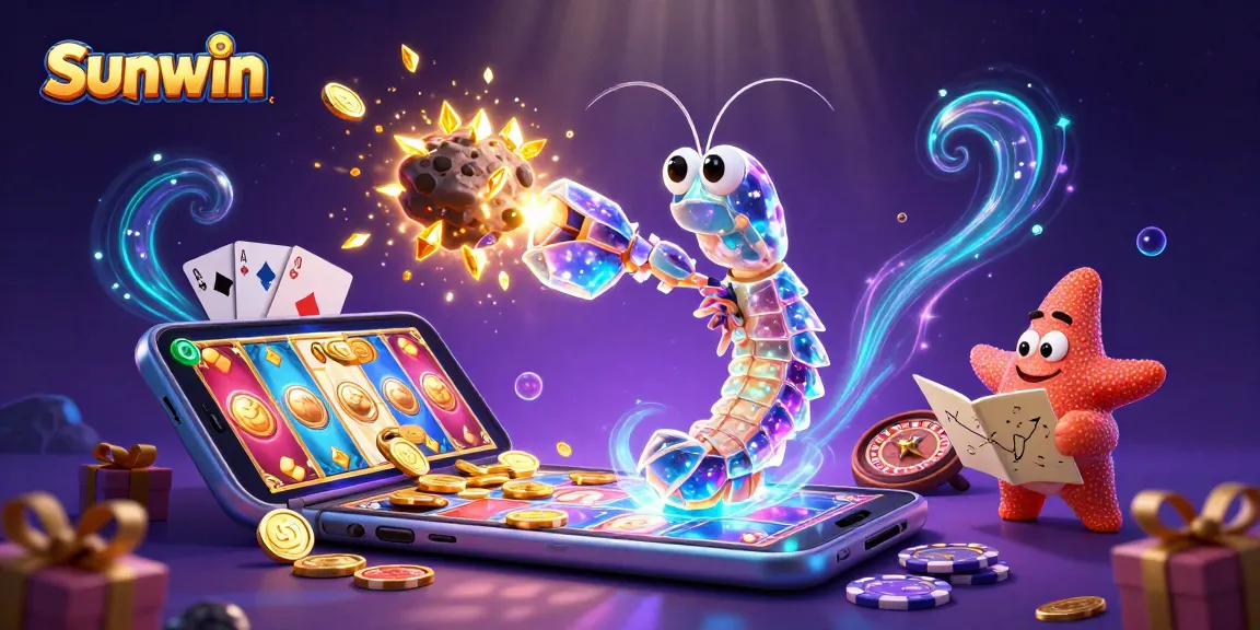 Sunwin players enjoying thrilling slot games amidst an explosion of treasures and vibrant energy.