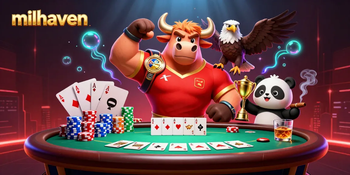 Experience thrilling action at milhaven with a vibrant illustration of a bull mascot winning at the casino.