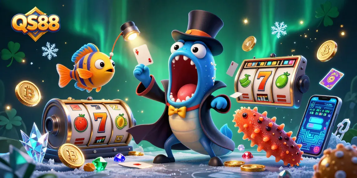 Experience thrilling casino magic with QS88 through card tricks, jackpot reels, and dazzling underwater characters.