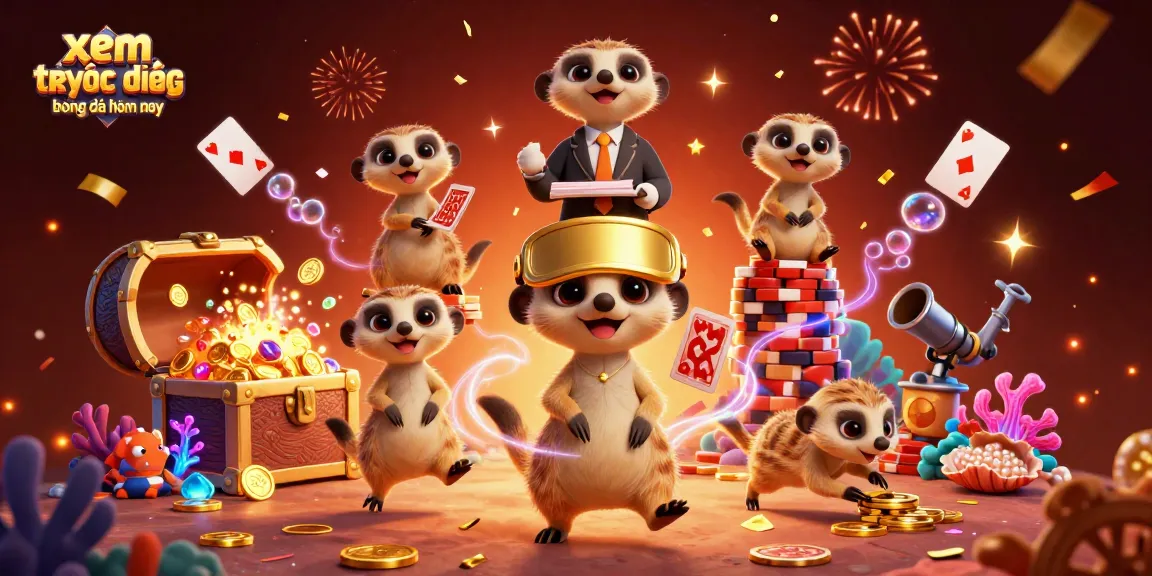 Xem trực tiếp bóng đá hôm nay với hình ảnh minh họa vui nhộn từ đội meerkats trong sòng bạc đầy màu sắc.