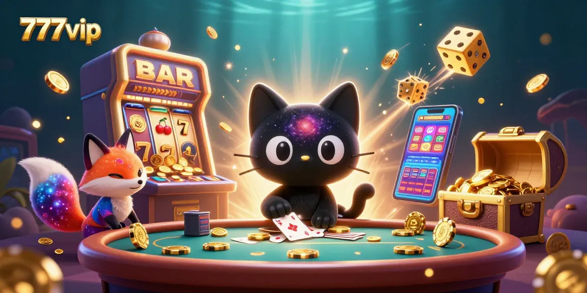 Experience the thrill of 777vip with vibrant gaming action, cosmic characters, and dazzling casino elements.