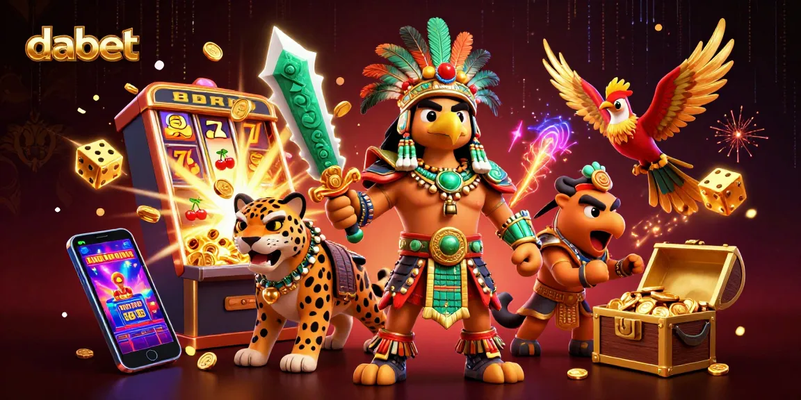 dabet players enjoying a vibrant casino scene with animated slot explosions and jackpots