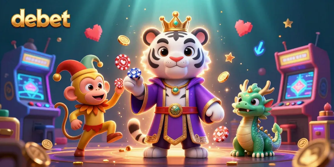 Experience exciting gambling thrills with debet and vibrant casino elements in a dazzling 3D illustration.