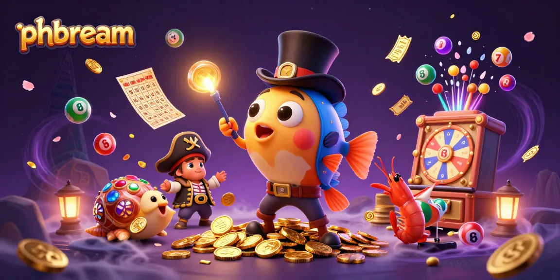 Join the excitement at phdream with a vibrant illustration of an anglerfish and poker-themed treasures.