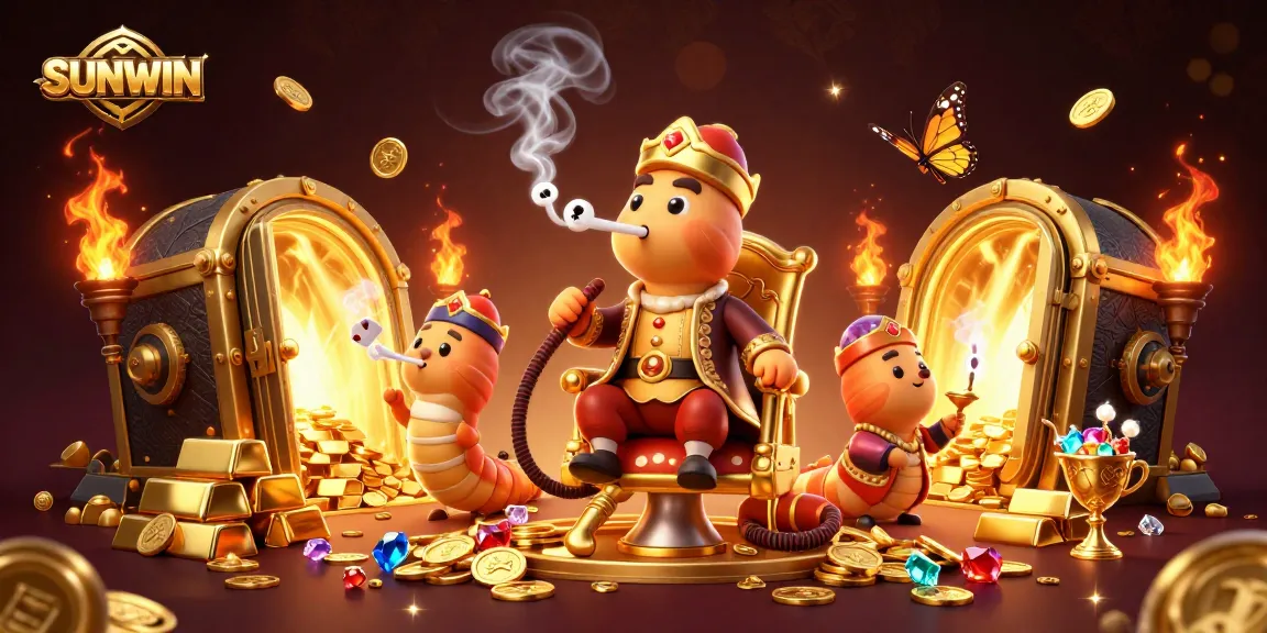 Experience thrilling gameplay with SUNWIN's vibrant casino scene filled with rich golden treasures and lively characters.