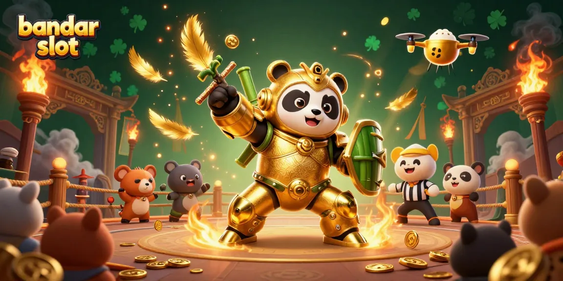 Engage with bandar slot gaming excitement in a vibrant 3D arena filled with colorful characters and action.