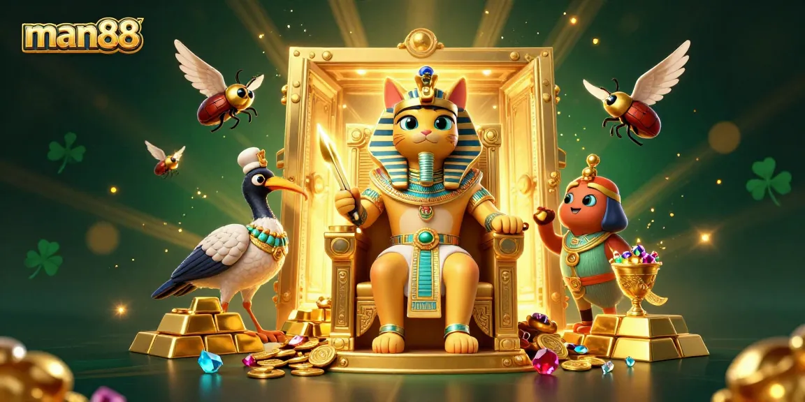 Engage with man88's vibrant casino world showcasing Egyptian themes and abundant treasures.