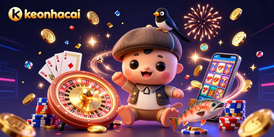 Experience the excitement of keonhacai with vibrant 3D casino scenes filled with dynamic characters and game elements.