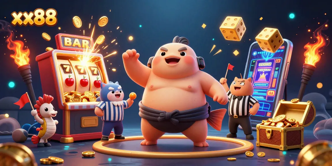 Experience thrilling entertainment at xx88's underwater casino scene featuring lively cartoon characters.
