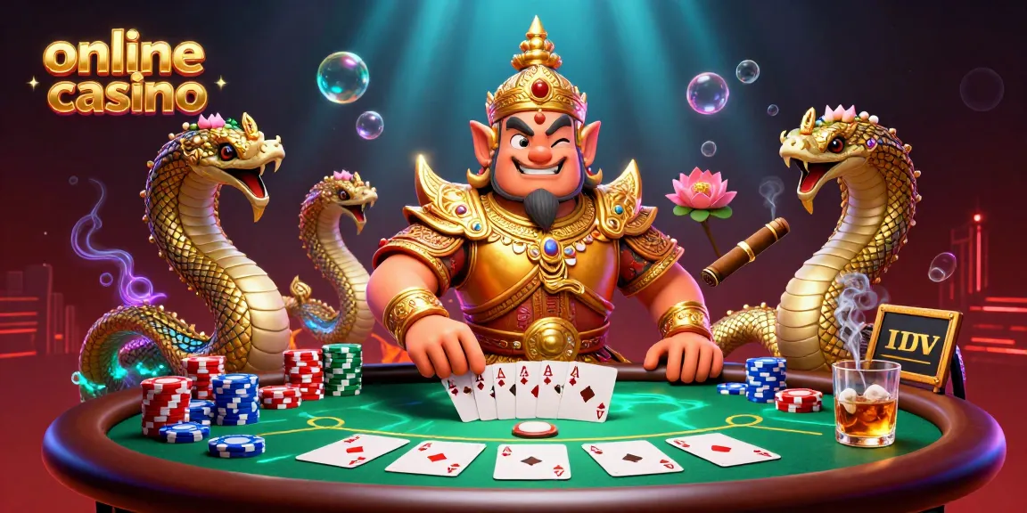 Engage in an online casino scene featuring vibrant characters and dynamic poker elements.