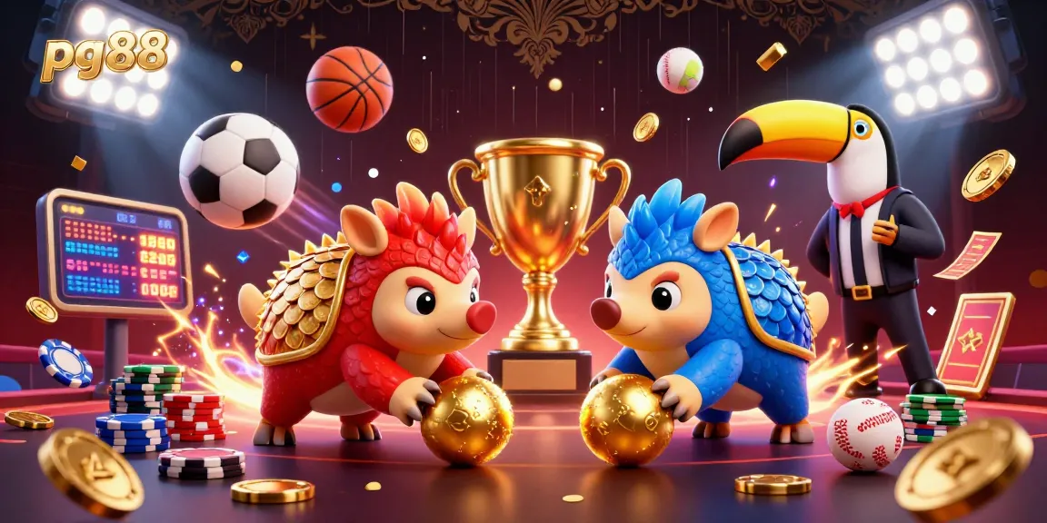 Experience the excitement of pg88 with rival pangolins competing in a dynamic casino scene full of action.