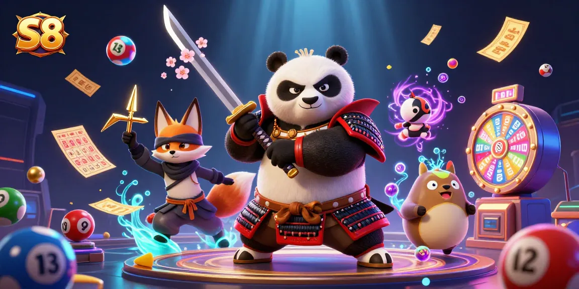 S8 platform showcases thrilling gameplay with a vibrant samurai panda and dynamic gaming elements.