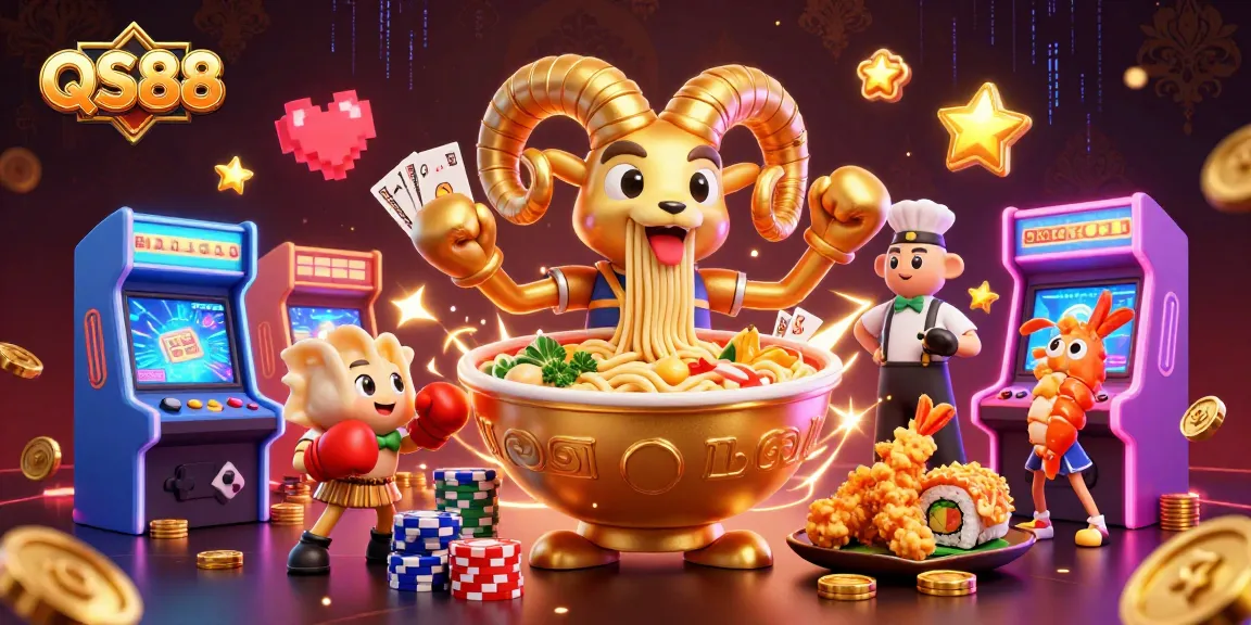Experience the thrilling energy of QS88 with a vibrant scene of cartoon characters in a casino setting.