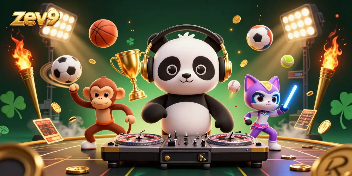 Experience the excitement of zev99 with animated characters set in a vibrant casino atmosphere.