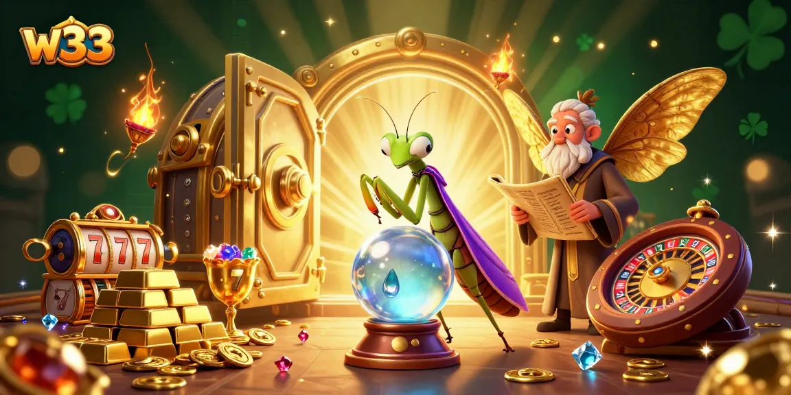 W33 players enjoy vibrant 3D fortune telling with glowing treasures and gaming excitement