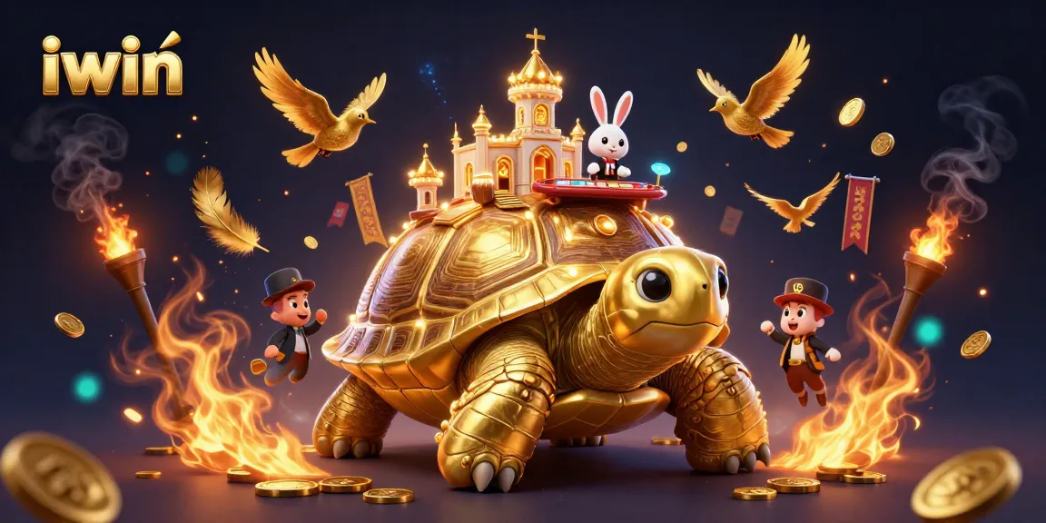 Experience the vibrant world of iwin with a golden tortoise casino scene filled with excitement.