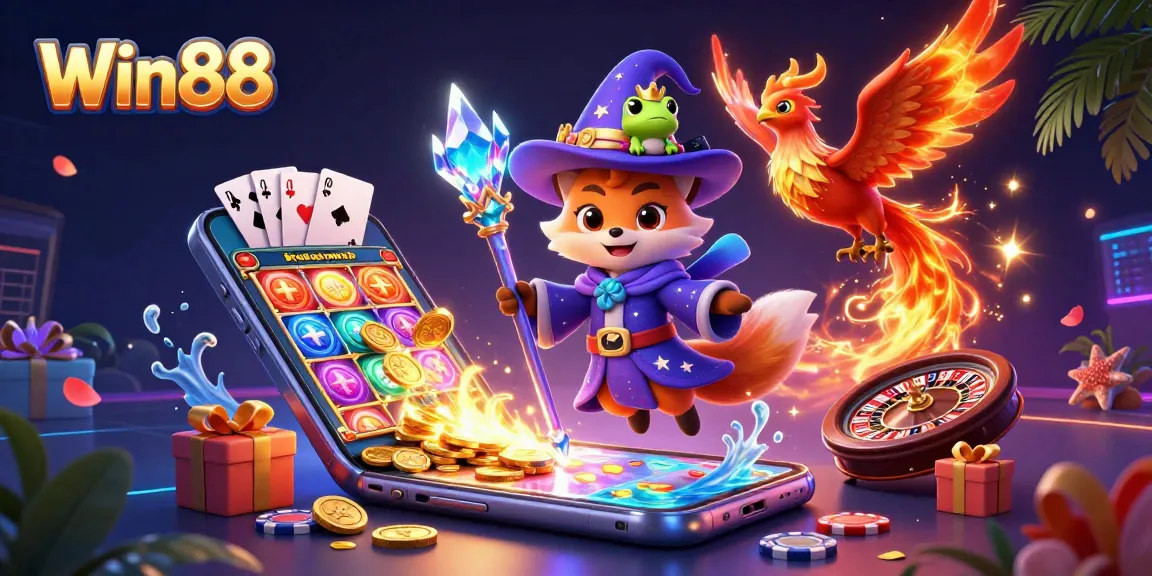 Win88 captivates players with dynamic slots and casino magic in an enchanting scene.