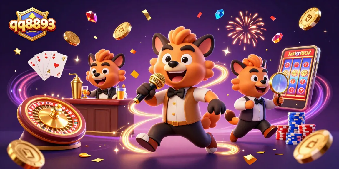 Experience excitement at qq8893 with majestic hyenas performing in a vibrant casino scene.