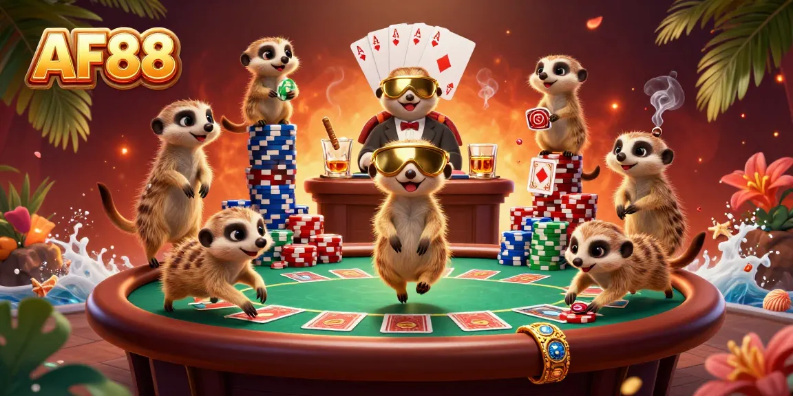 Experience AF88's vibrant cartoon casino with meerkats in action, boosting gaming excitement.